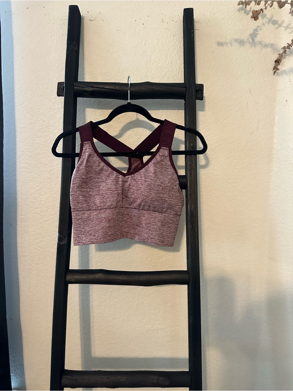 PINK Victoria's Secret Marled Burgundy Crossback Sports Bra